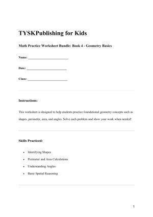 Math Practice Worksheet Bundle: Book 4 - Geometry Basics