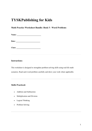 Math Practice Worksheet Bundle: Book 5 - Word Problems
