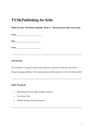 Math Practice Worksheet Bundle: Book 8 - Measurement and Conversion