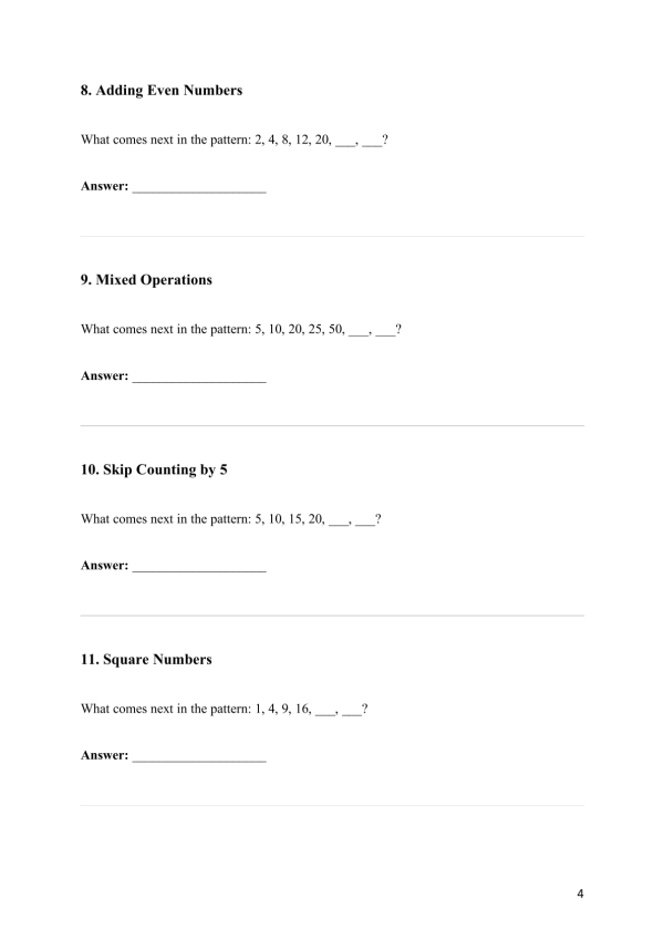 Math Practice Worksheet Bundle: Book 9 - Patterns and Sequences | Made ...