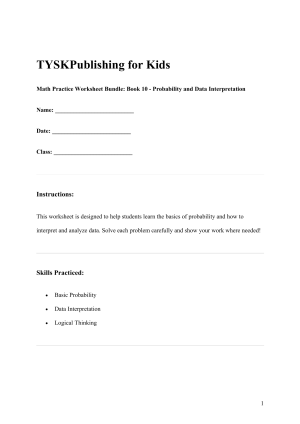 Math Practice Worksheet Bundle: Book 10 - Probability and Data Interpretation