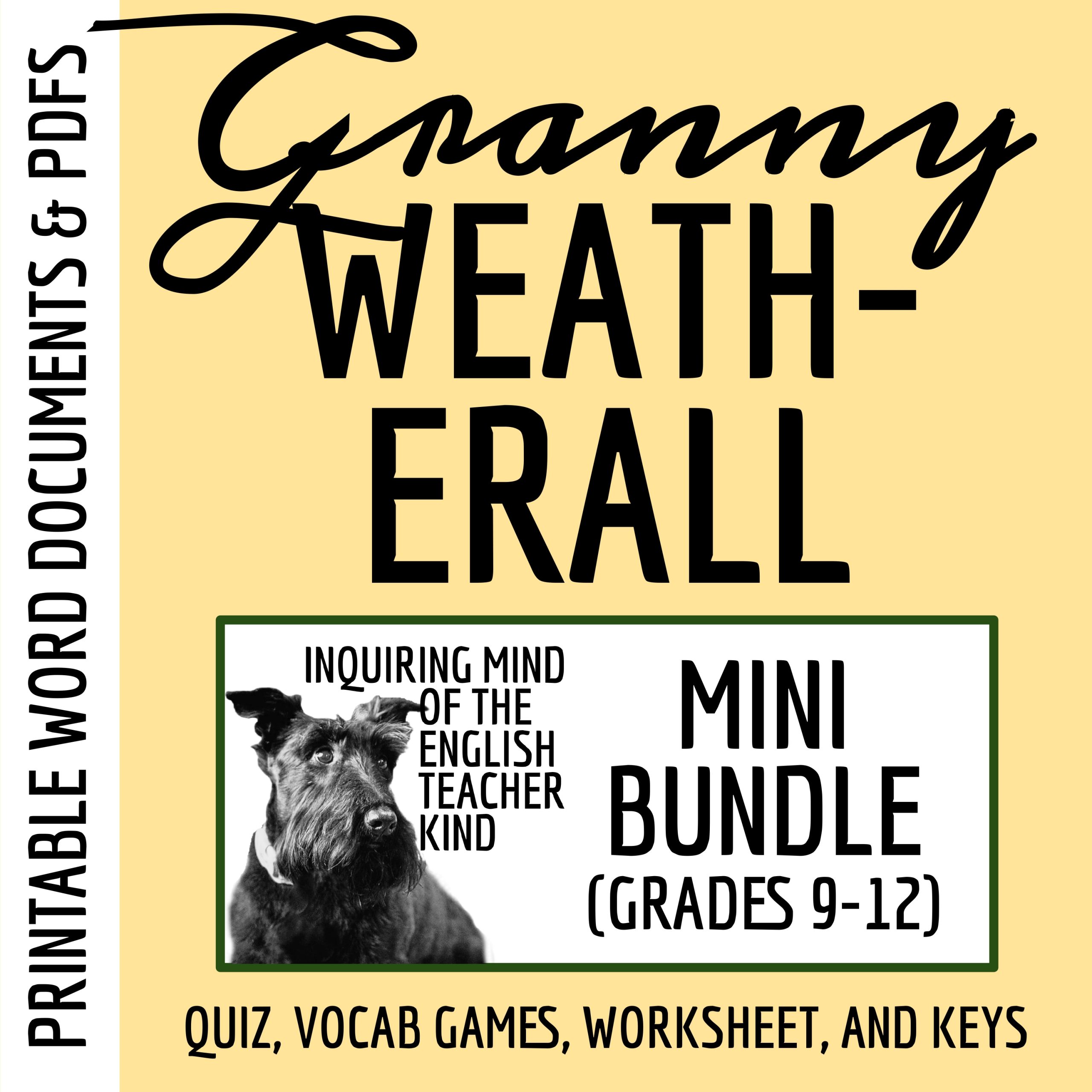 "The Jilting of Granny Weatherall" Quiz, Inference Worksheet, and Vocabulary Games