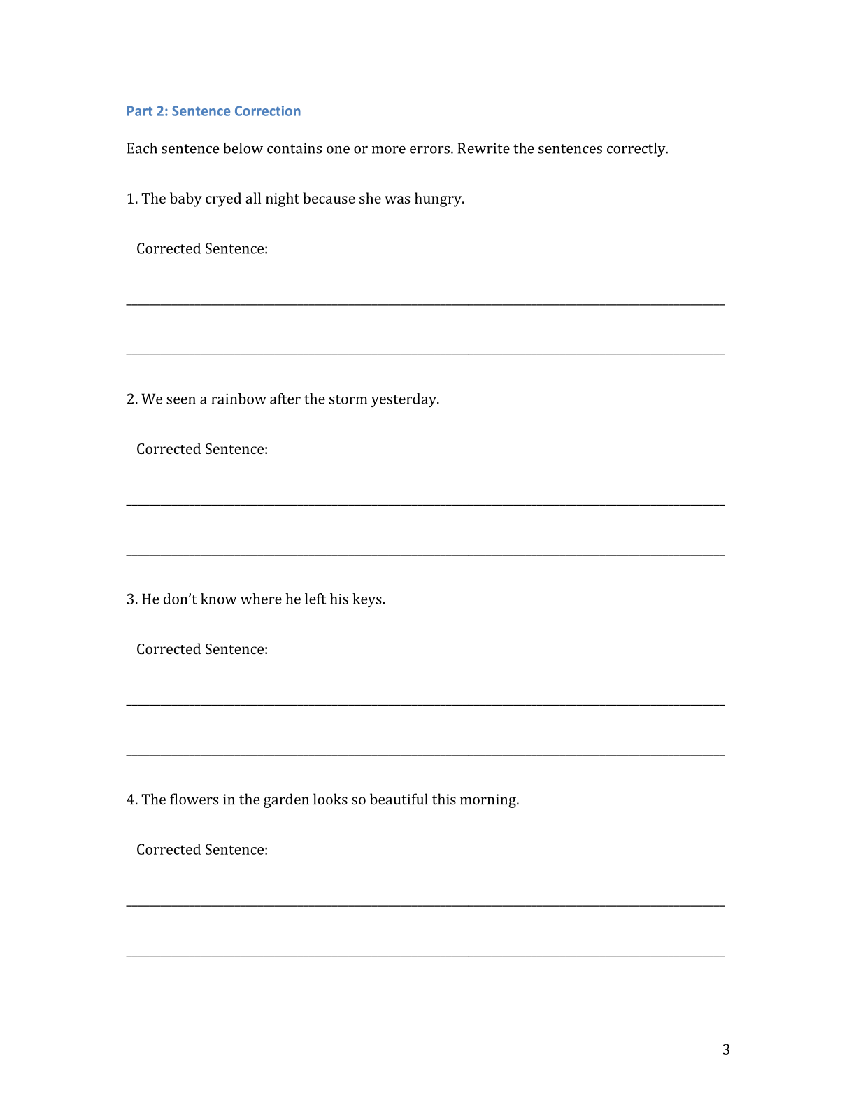 Editing and Proofreading Practice: Worksheet 6
