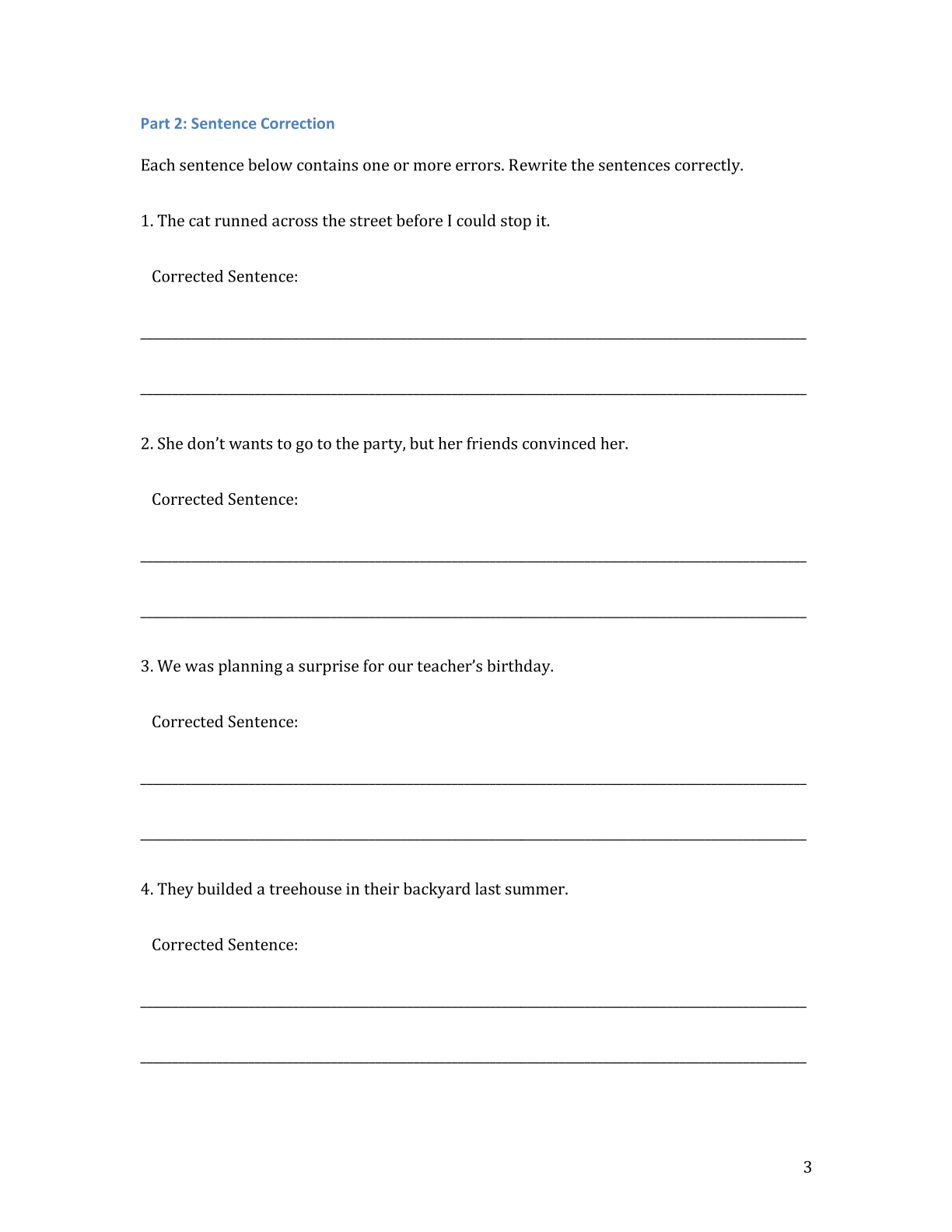 Editing and Proofreading Practice: Worksheet 8