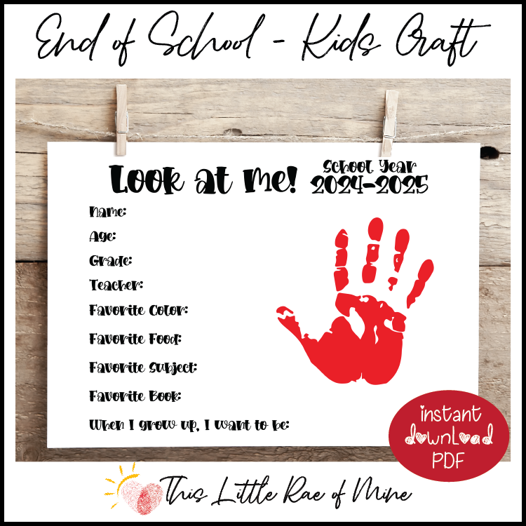 Last Day of School - Graduation Day – keepsake – sign - handprint art