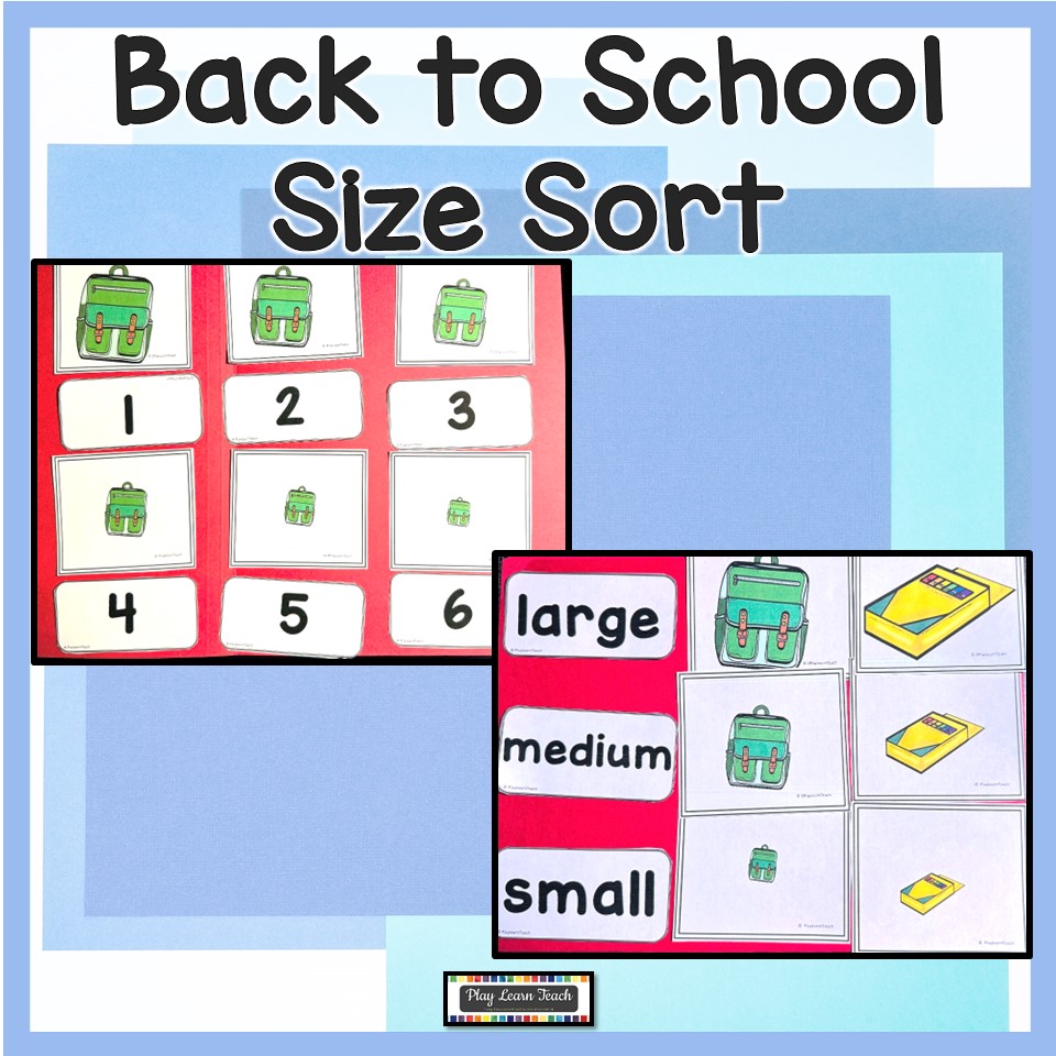 Sort by Size Attribute Activities Back to School Objects Preschool Kindergarten
