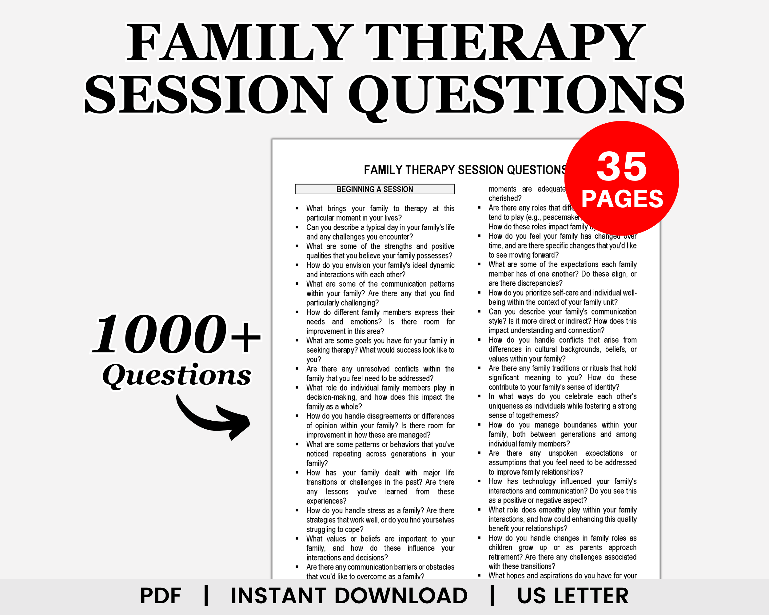 Family Therapy Session Questions, Family Therapy Questions, Counseling Questions, Therapy Questions