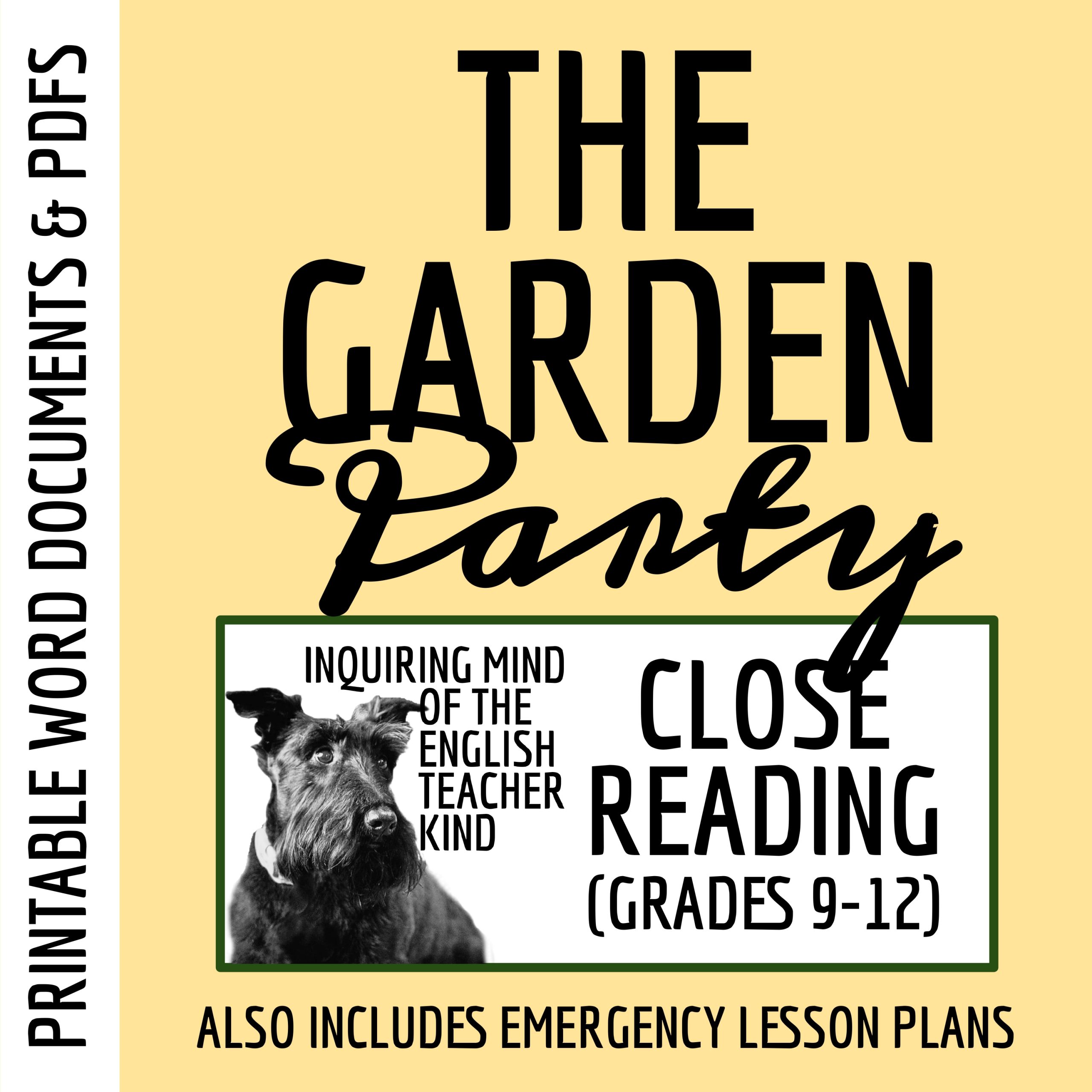 "The Garden Party" Close Reading Worksheet and Emergency Lesson Plans