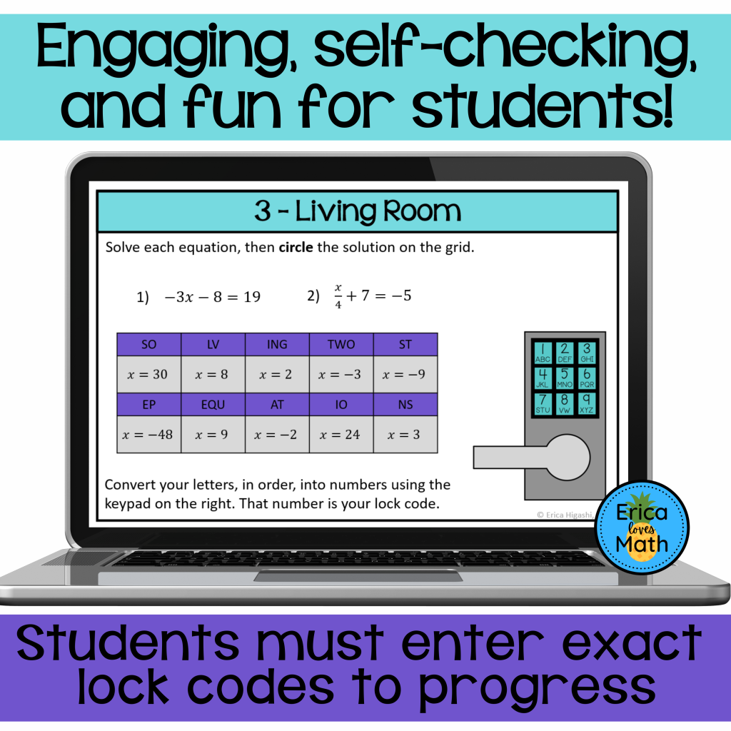 Solving Multi-Step Equations Escape Room Activity (Digital & Printable ...