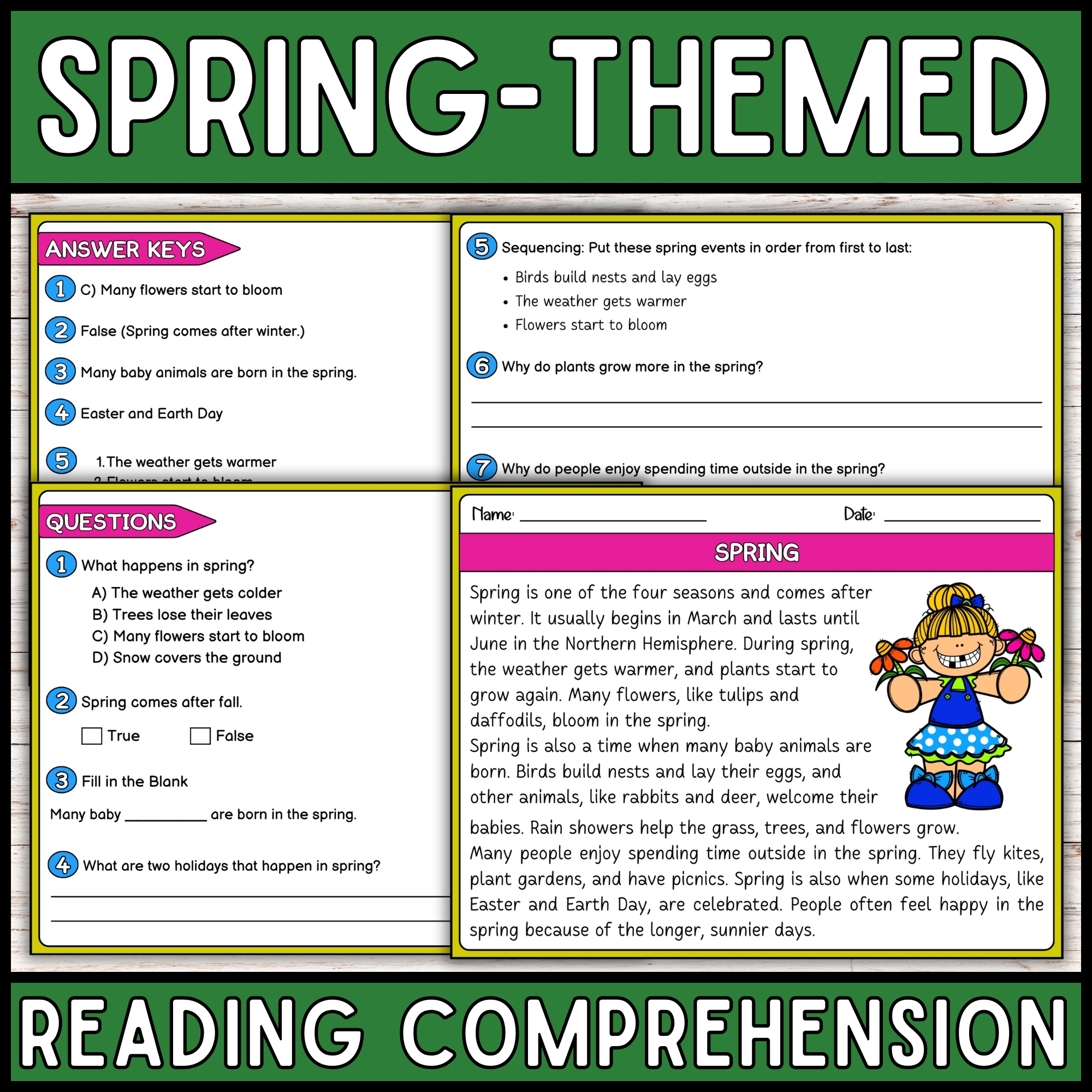 Spring Season Reading Comprehension Passage and Questions