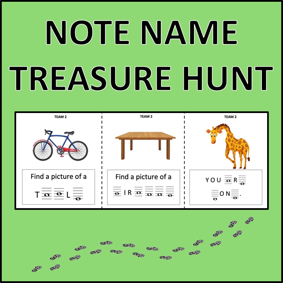 Note Name Treasure Hunt - an activity for elementary music students