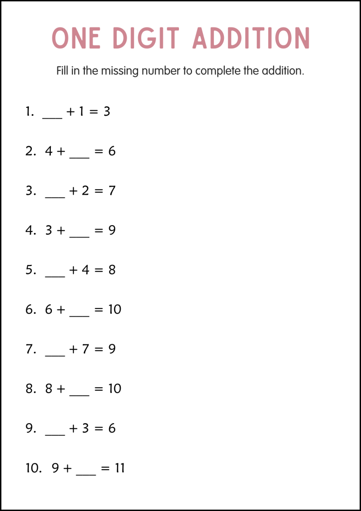 One Digit Scheme One Digit Addition - With Regrouping (1 Digit Adding) Printables ...