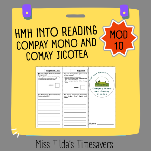 Compay Mono and Comay Jicotea - Grade 3 HMH into Reading - Made By Teachers