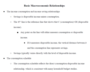 Basic Macroeconomic Relationships Notes