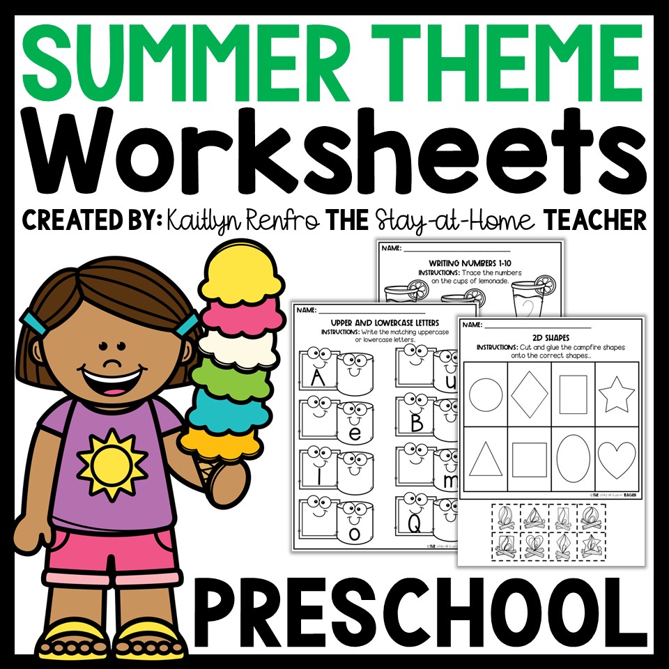 Summer Preschool Worksheets Packet | May Morning Work Summer Toddler Activities