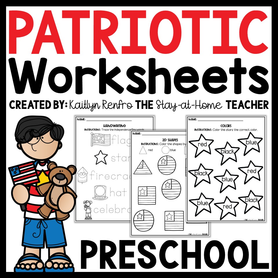 Patriotic Memorial Day Preschool Worksheets Summer PreK Morning Work Toddler