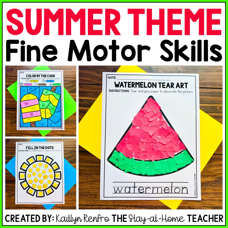 Summer Fine Motor Worksheets May Preschool PreK Morning Work Toddler