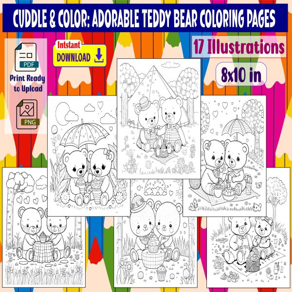Tedy Colore Cuddle & Color: Adorable Teddy Bear Coloring Pages. | Made By Teachers