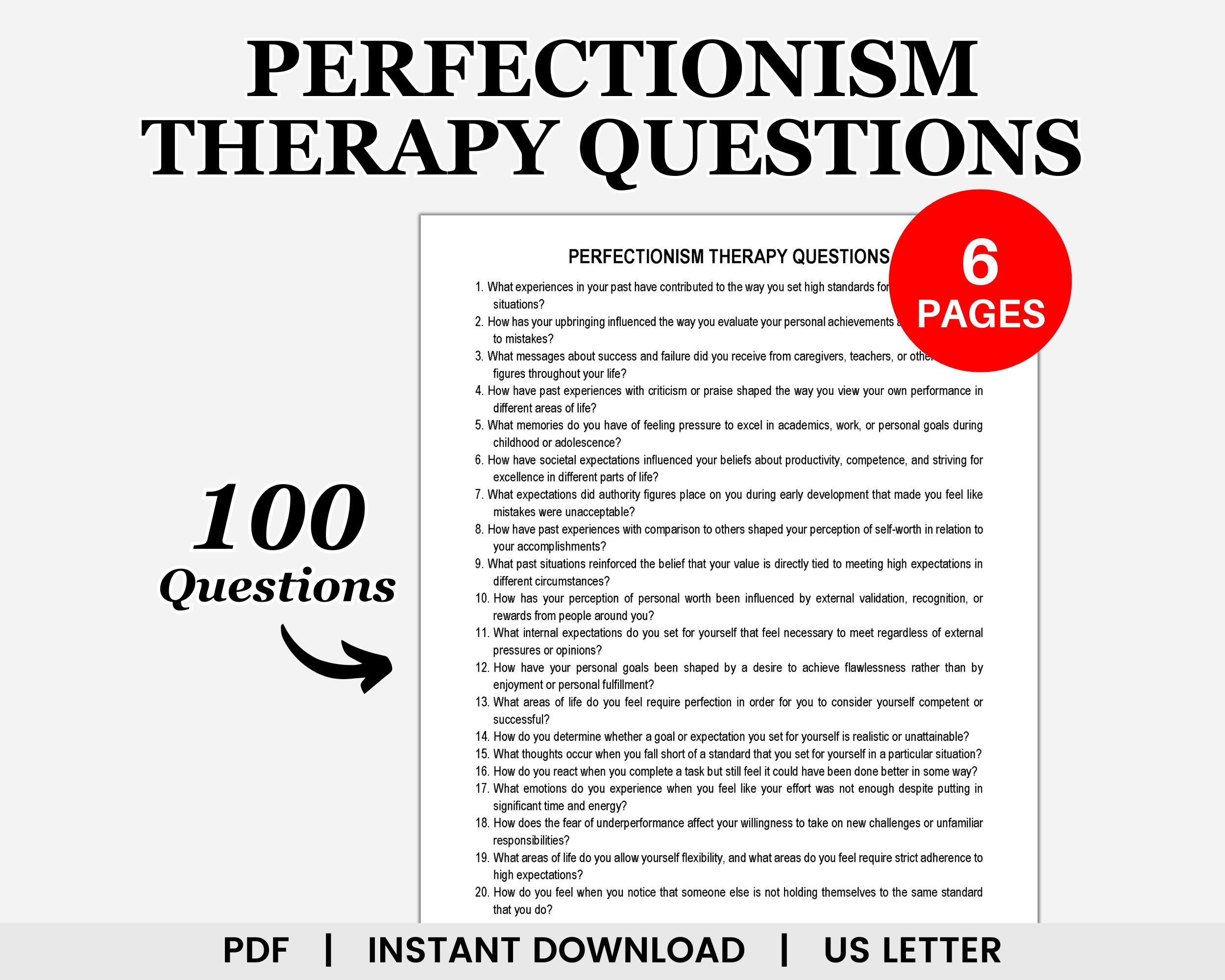 Perfectionism Therapy Questions, Counseling Questions for Perfectionism, Overcoming Perfectionism