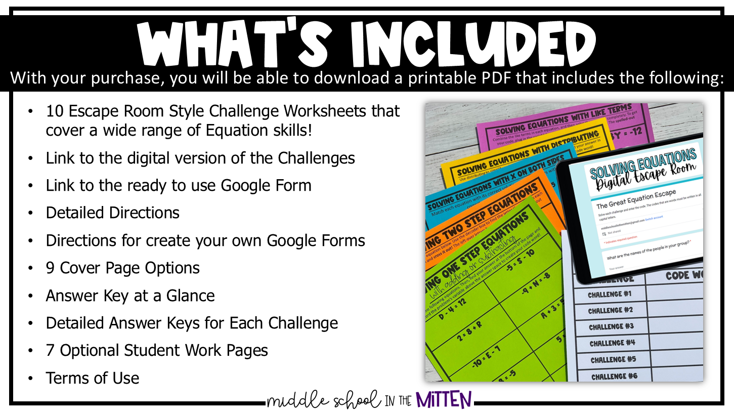 Solving Equations Escape Room Review - Digital and Printable Activity ...