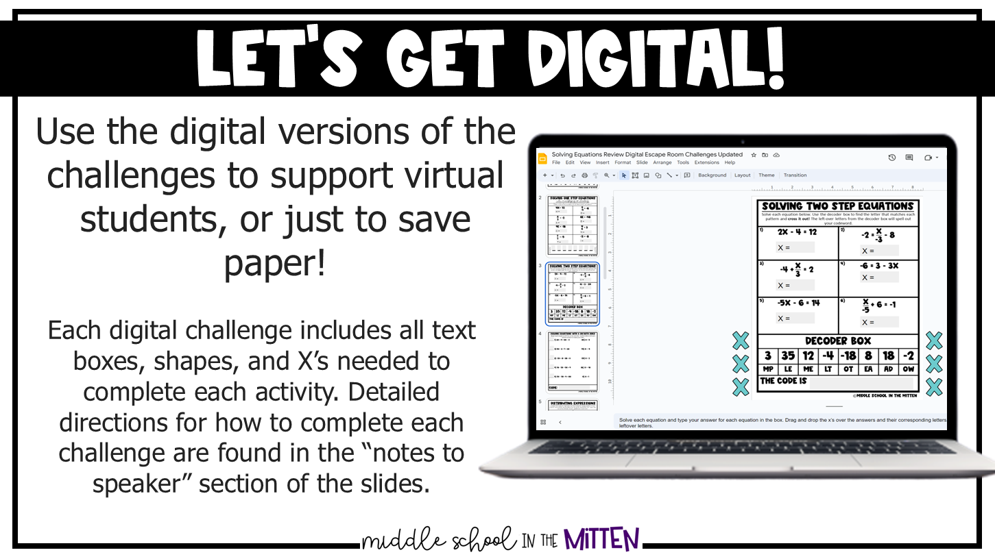 Solving Equations Escape Room Review - Digital and Printable Activity ...