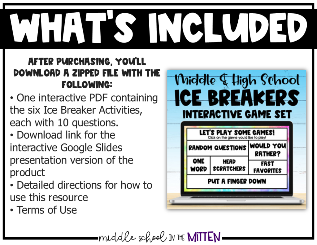 Back to School Interactive Games Digital Ice Breakers - Middle and High ...