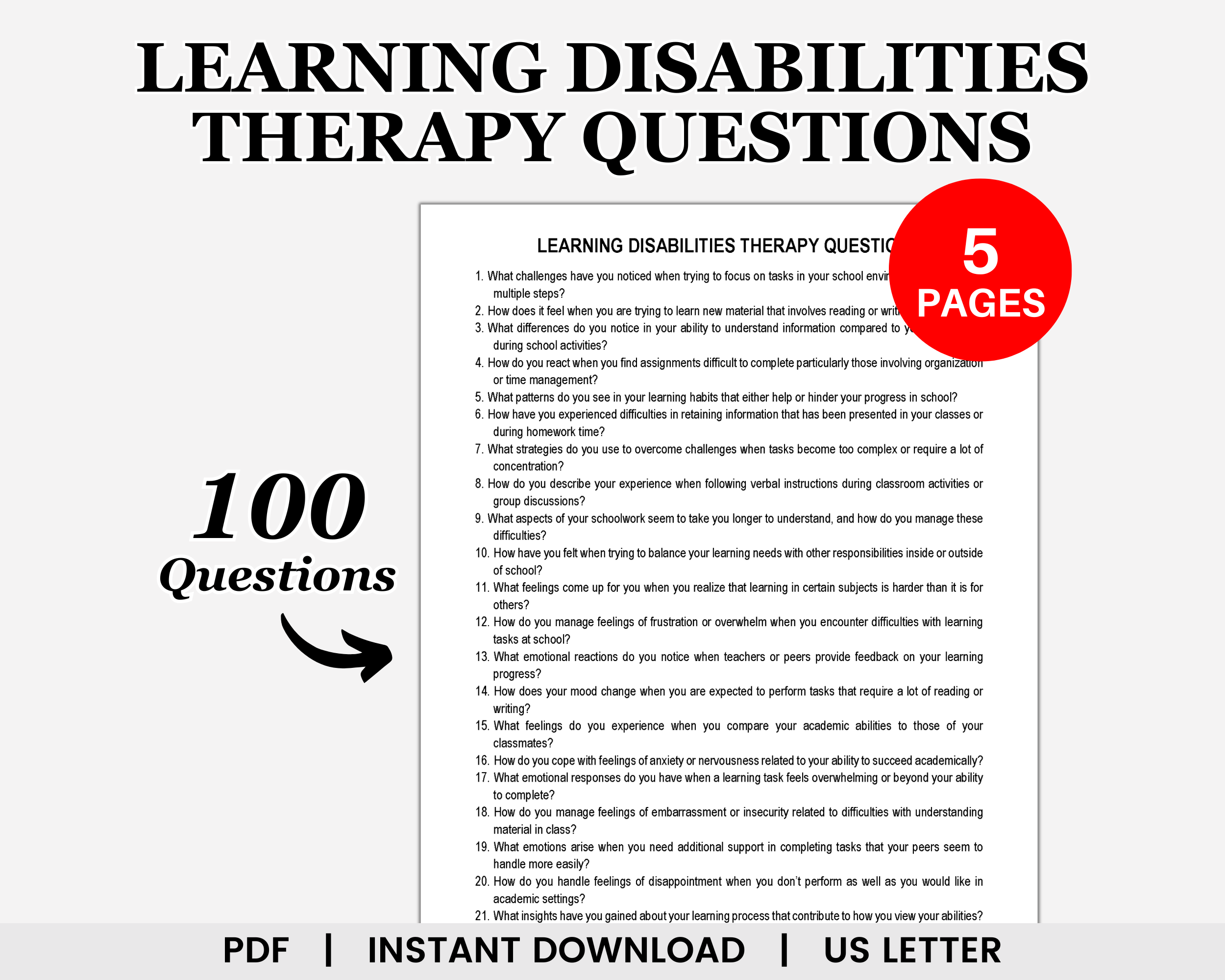 Learning Disabilities Therapy Questions, Learning Disorders, Processing Disorders
