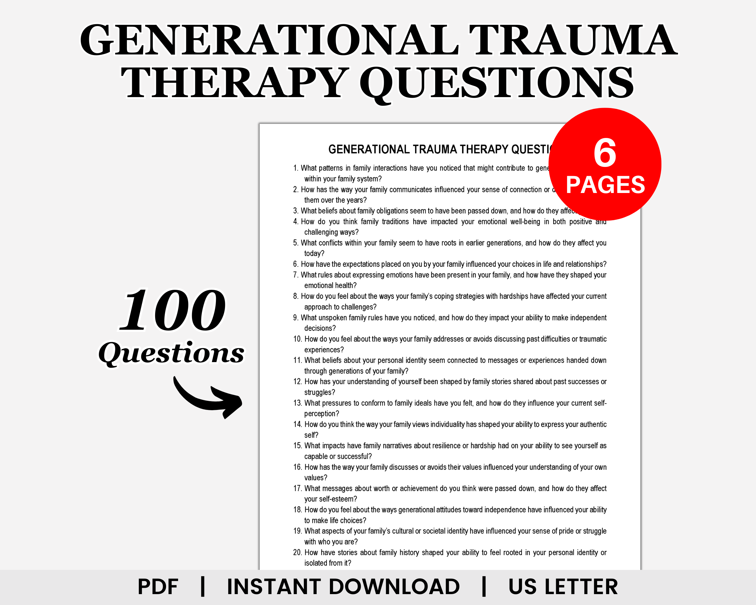 Generational Trauma Therapy Questions, Ancestral Trauma, Childhood Trauma, Family Systems Therapy