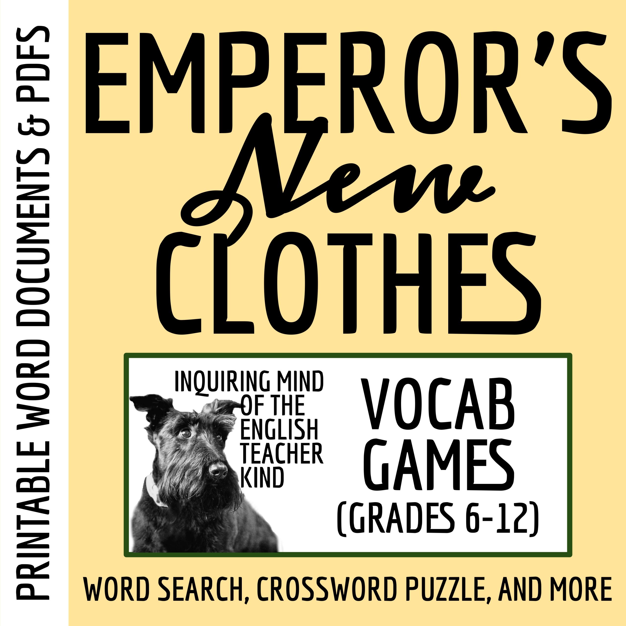 "The Emperor's New Clothes" by Hans Christian Andersen Vocabulary Games