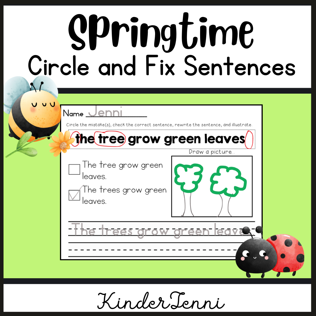 Springtime Circle and Fix Sentences