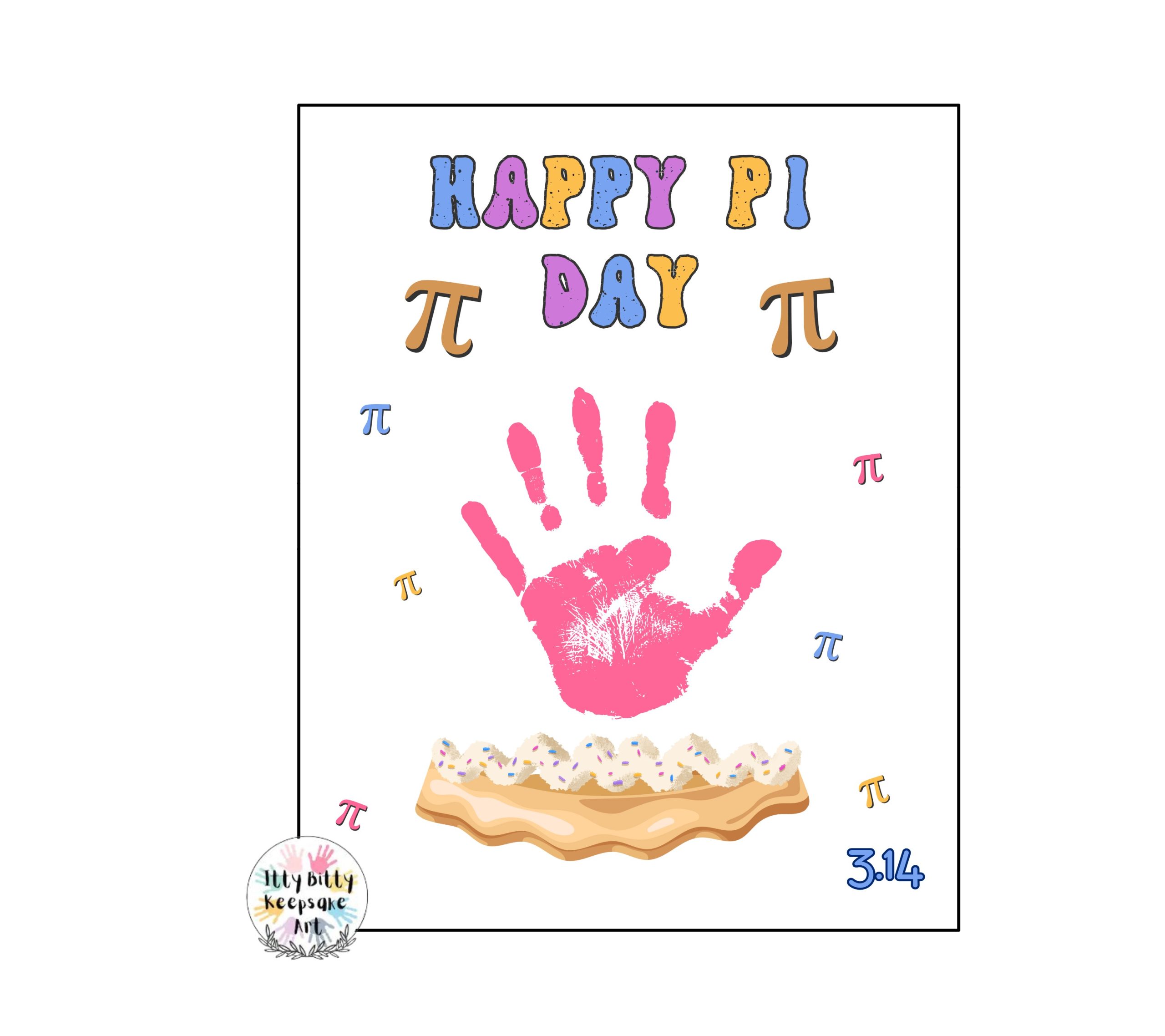 Pi Day Handprint Art Craft Printable Template / Pie Day / March 14 Day / 3.14