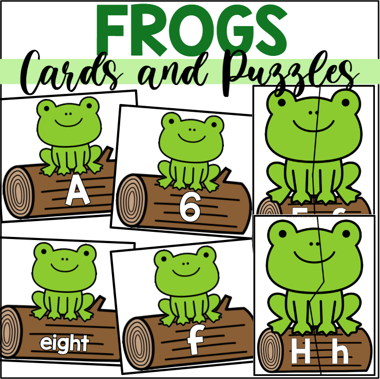 Frogs Alphabet and Number Flash Cards and Puzzles