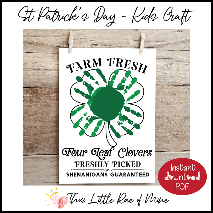 Farm Fresh Clovers - St Patrick's Day - handprint Art - Printable - DIY