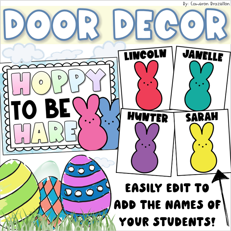 Easter Bunny Door Decorations Bulletin Board Display EDITABLE