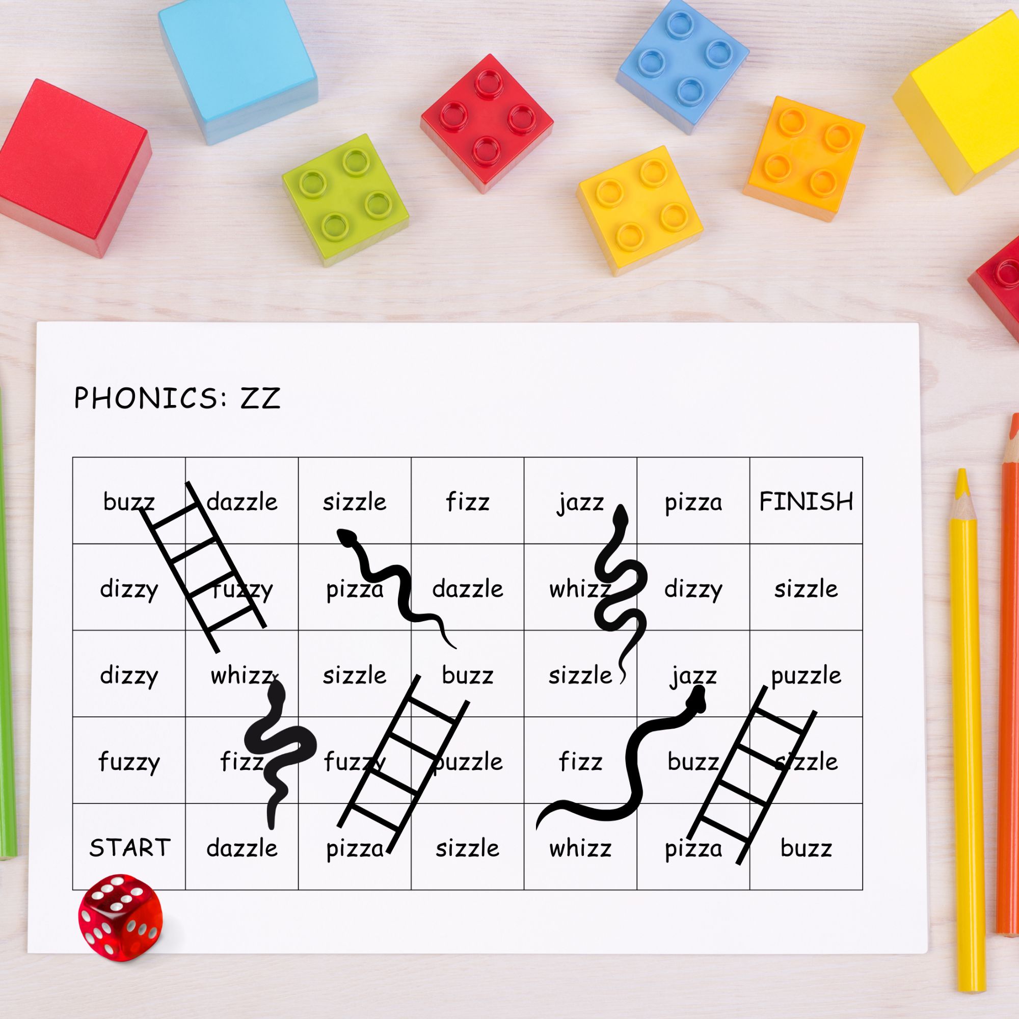 Phonics ZZ Snakes and Ladders Game