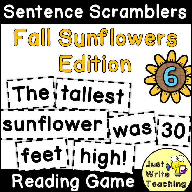 Fall Sunflowers - Sentence Scramblers Reading Game