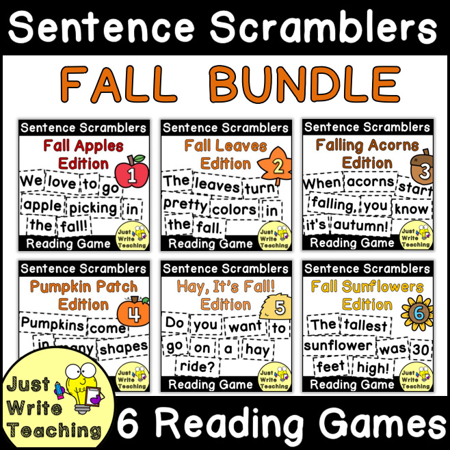 Fall Sentence Scramblers Reading Game BUNDLE