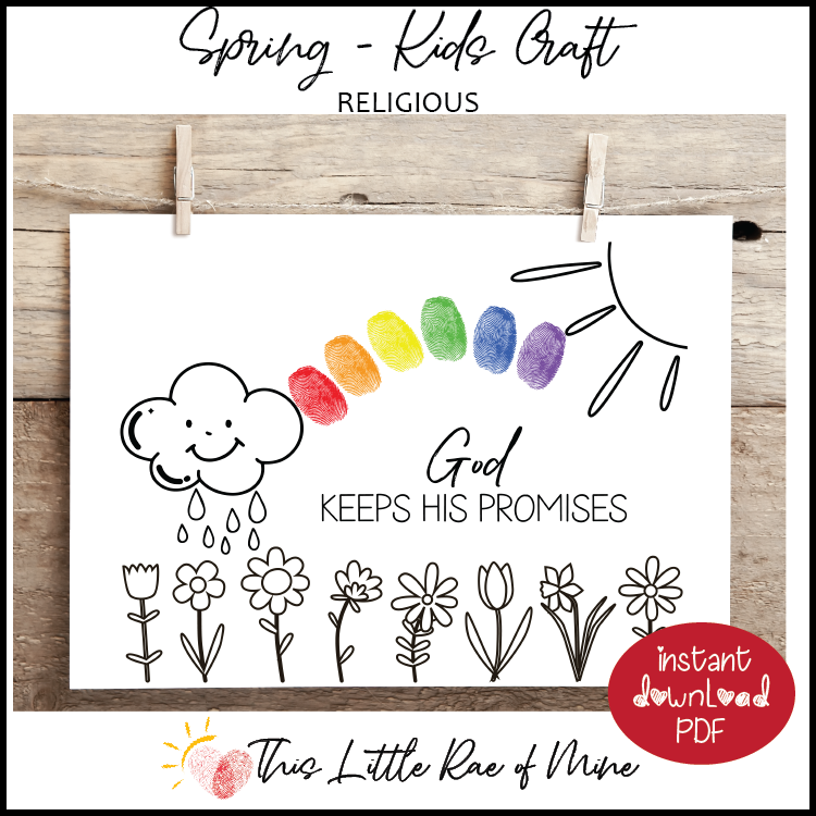 God keeps his promises - Rainbow - Fingerprint Art - Keepsake - Spring