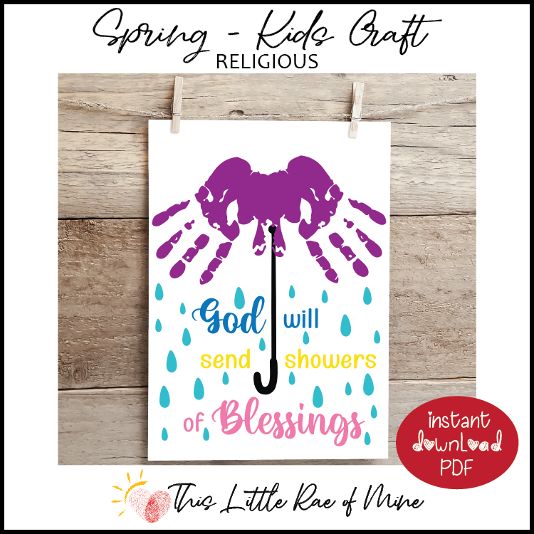 God will send showers of blessings - Handprint Art - Keepsake - Spring Printable