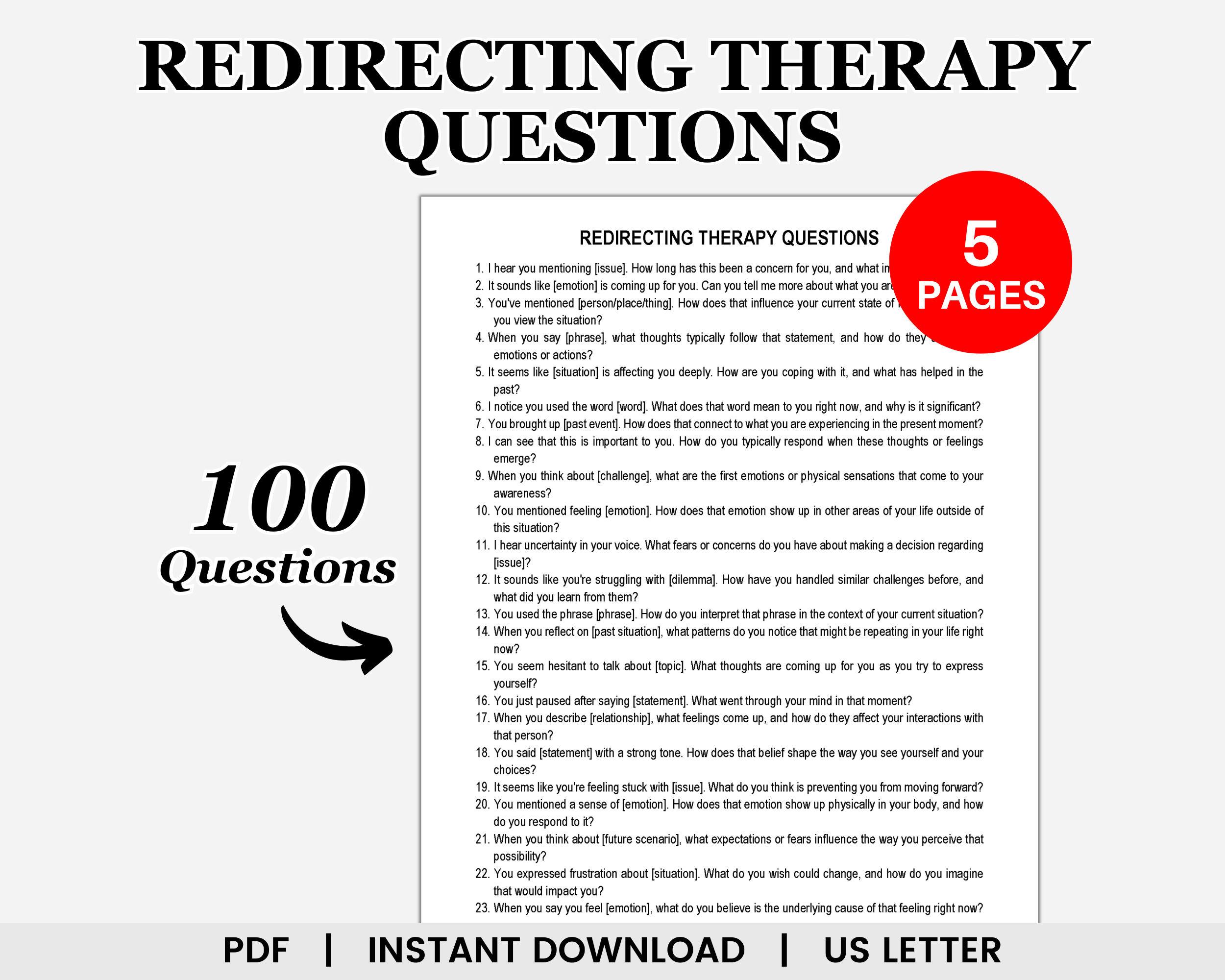 Redirecting Therapy Questions, Redirecting Questions, Redirect Conversations, Open Ended Questions
