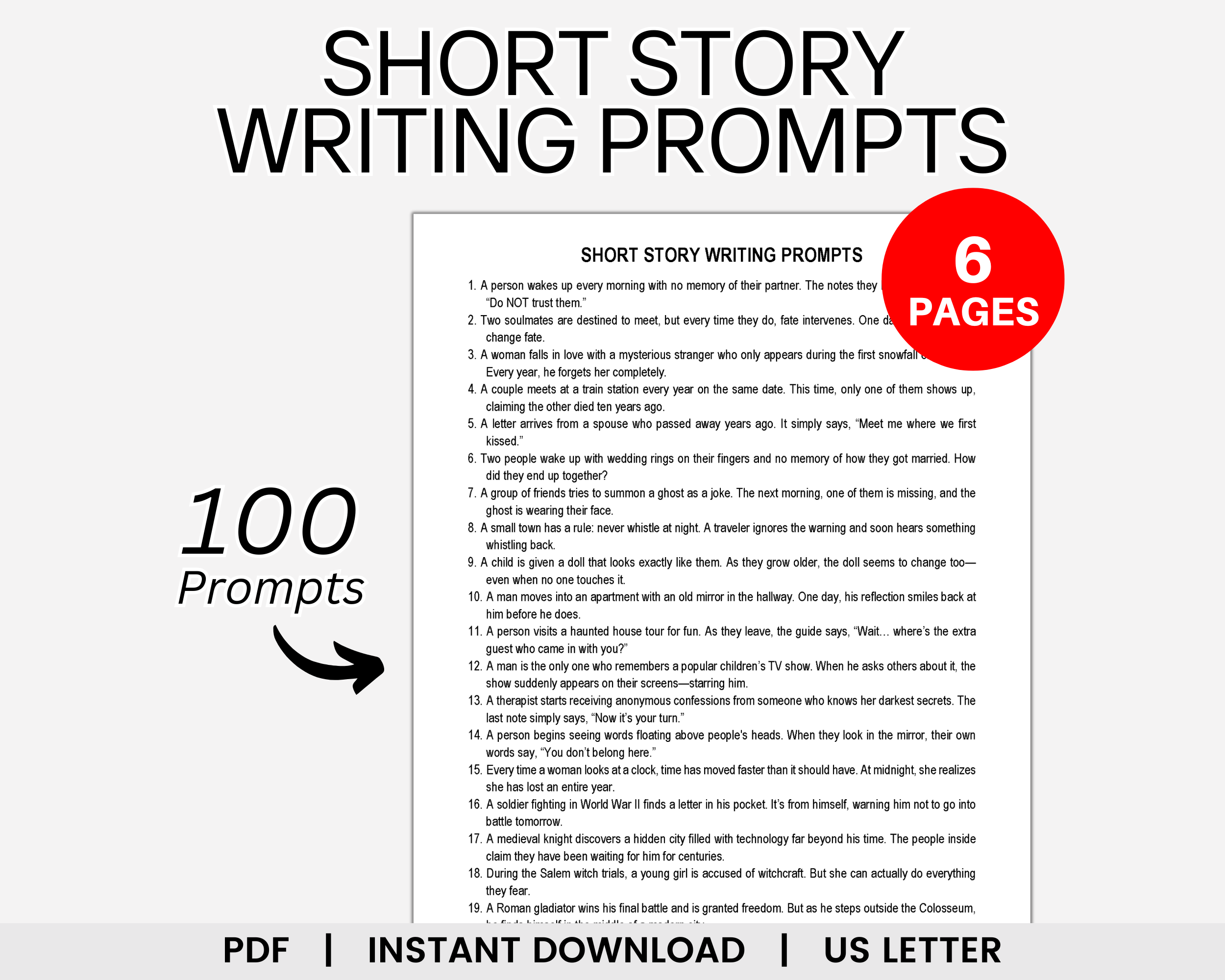 Short Story Writing Prompts, Romance, Fantasy, Mystery and Suspense, Horror and Supernatural