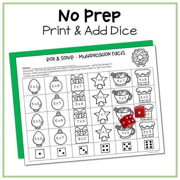Christmas Multiplication Facts Activity Roll and Solve - Dollar Deal ...