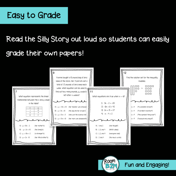 7th Grade Math RC 2: Computations and Algebraic Relationships Silly ...