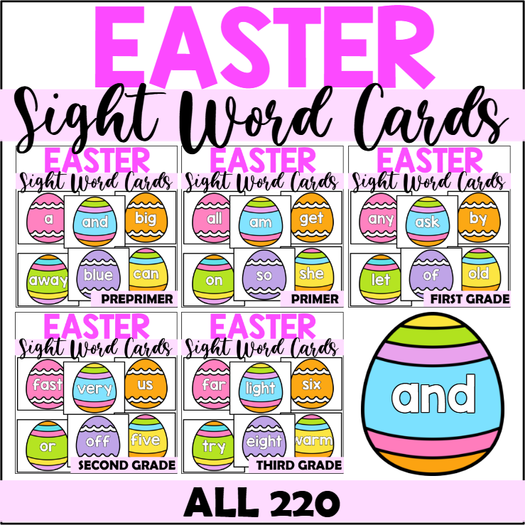 Easter Sight Word Cards for All 220
