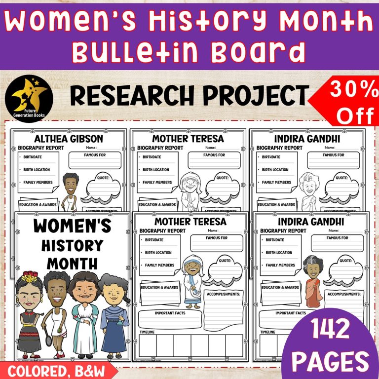 BUNDLE Women's History Month Research Project Bulletin Board Biography ...
