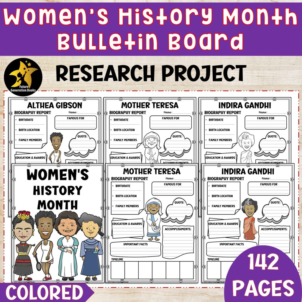 BUNDLE Women's History Month Research Project Bulletin Board Biography ...