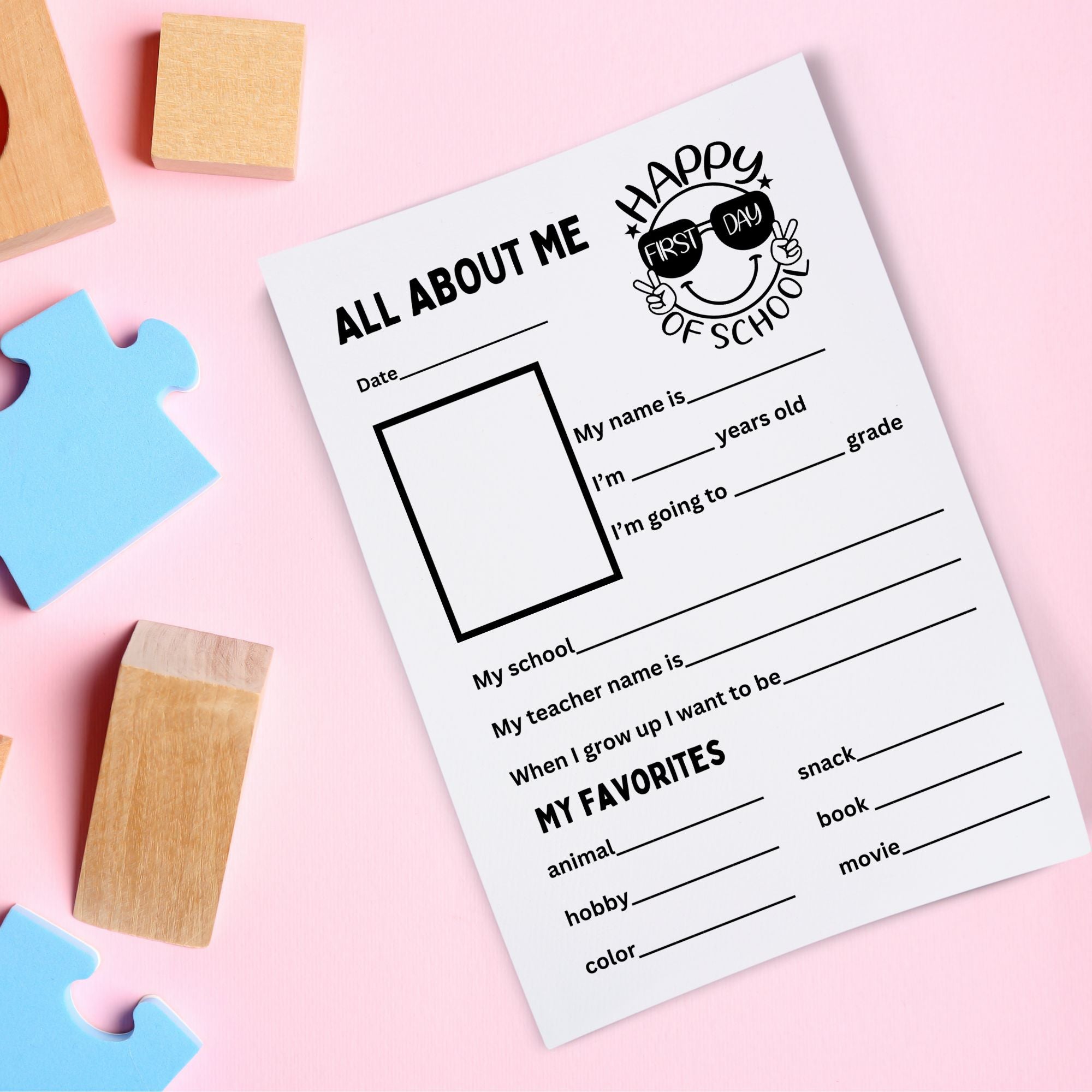 Printable First Day of School Memory Keepsake