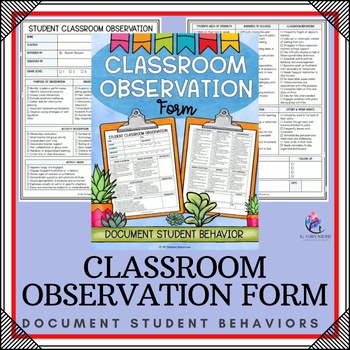 CLASSROOM OBSERVATION FORM for Counselors - 504 | IEP Accommodations