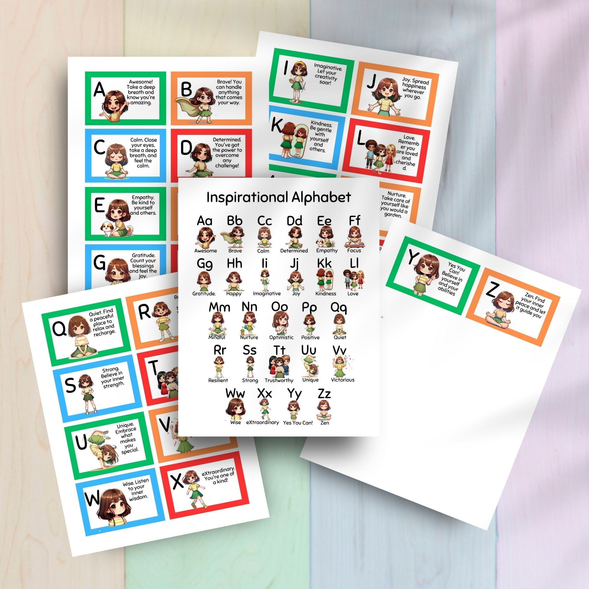 Inspirational Alphabet Cards & Poster Set – Foster Positivity & Emotional Growth in Kids