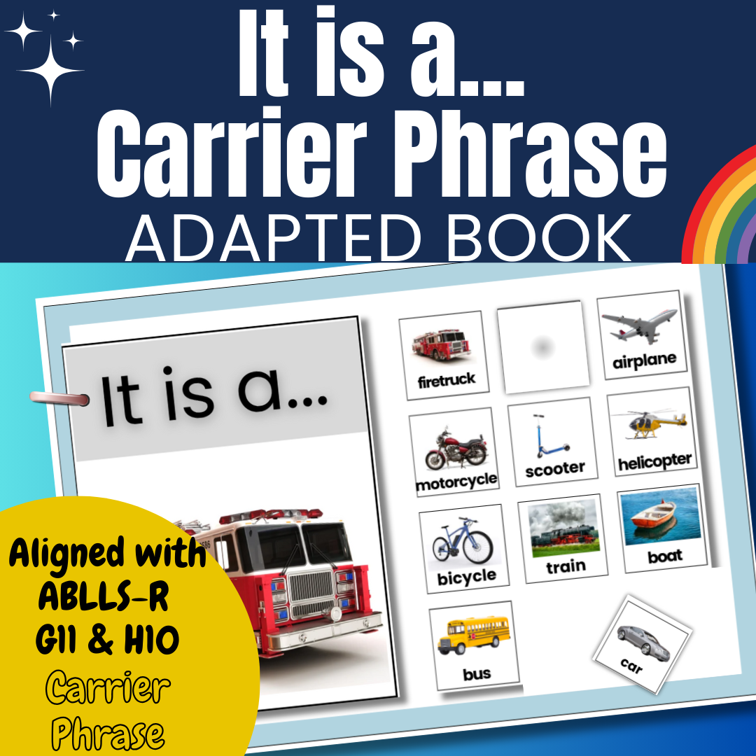 Label Using Carrier Phrase "It is a" | Vehicles Adapted Book Aligned with ABLLS G11